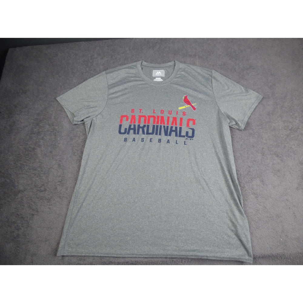Majestic St Louis Cardinals Shirt Mens XL Gray Baseball MLB Performance T-Shirt